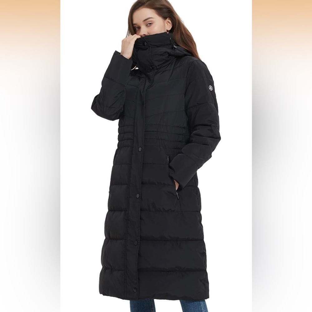 IKAZZ  Winter Coats, Thickened Insulated Vegan Down Long Parka Jacket / Hood XS